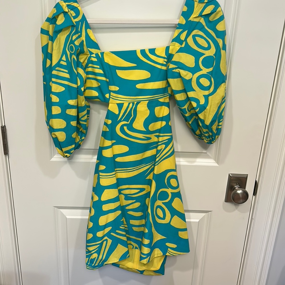 Alexis Blue and Yellow mini dress Size SMALL